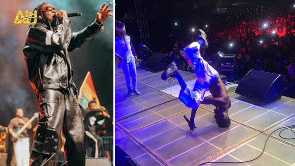 Stonebwoy and Lilwin performing live at Bredi Sports Complex.