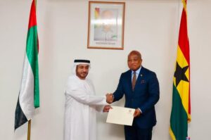 Read more about the article HON. SAMUEL OKUDZETO ABLAKWA, MINISTER FOR FOREIGN AFFAIRS RECEIVES OPEN LETTERS OF H. E. DR. ABDULLAH MURAD ALMANDOOS, AMBASSADOR-DESIGNATE OF THE UNITED ARAB EMIRATES (UAE) TO GHANA